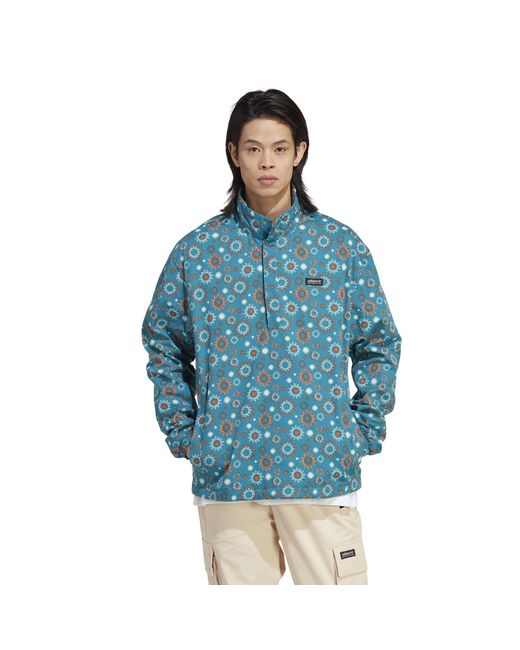Adidas Originals Blue Lightweight Three-Stripe Windbreaker for men