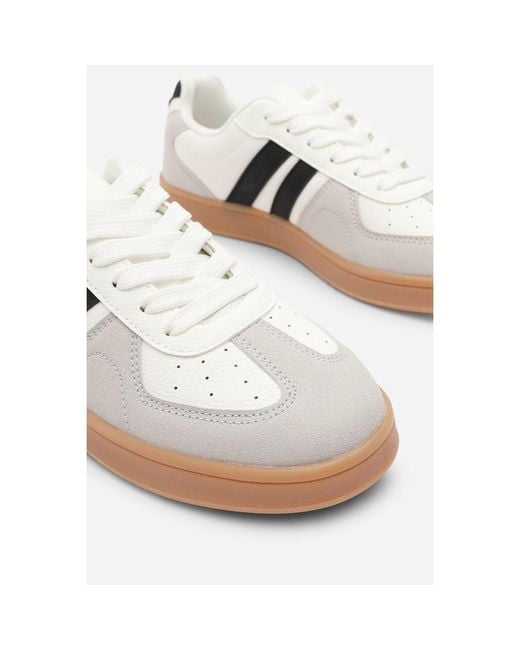 Where's That From Brown Classic Retro Lace Up Trainer With Stripes