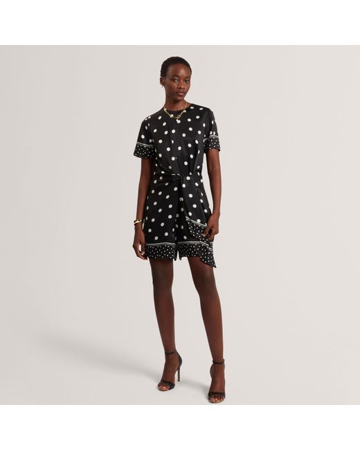 Ted Baker Black Printed Playsuit