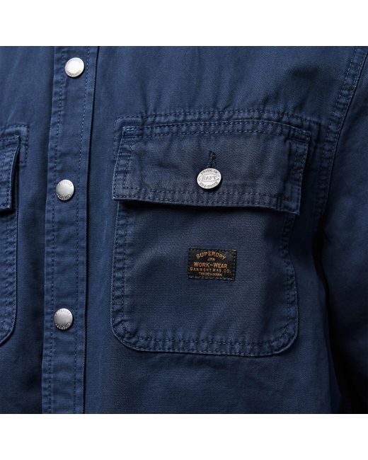 Superdry Blue Canvas Overshirts for men