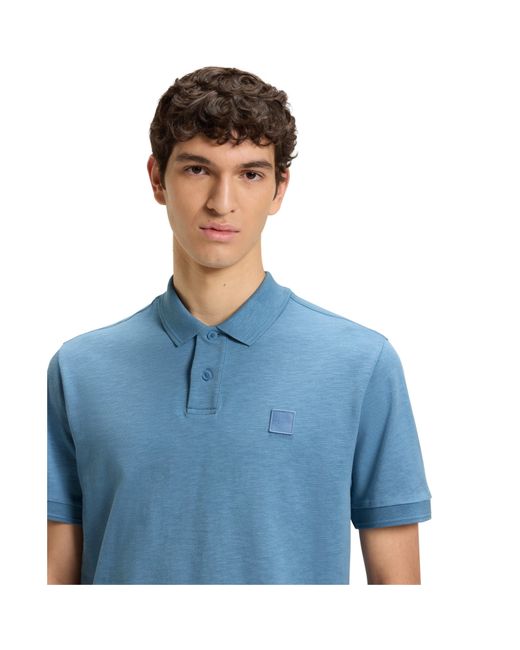 Boss Blue Pe Linenlogo Short Sleeve Polo Shirt for men