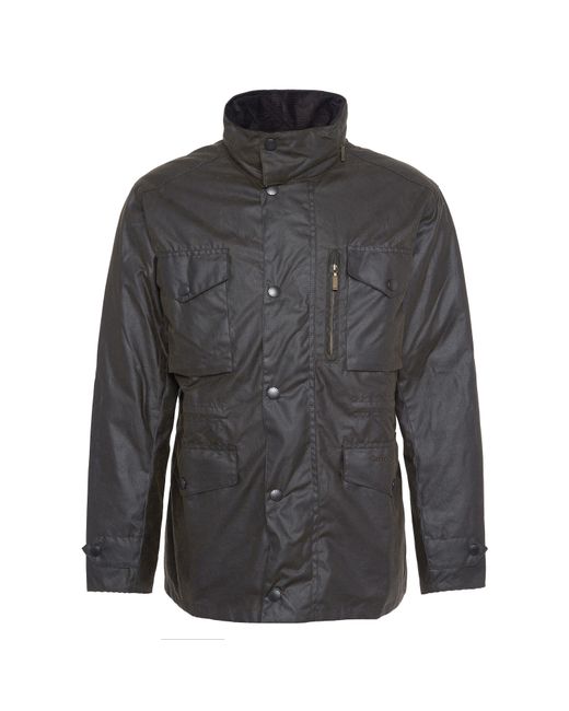 Barbour Black Sapper Cotton Concealed Hood Wax Jacket for men