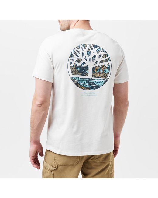 Timberland Gray Logo Graphic T-Shirt for men