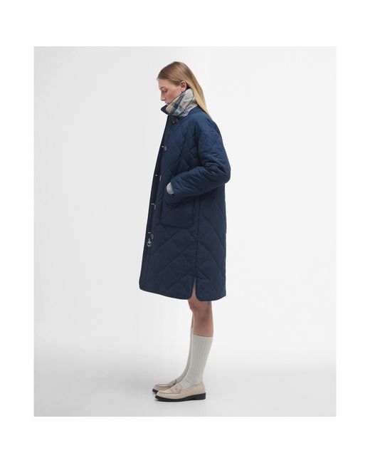 Barbour Blue Cassandra Diamond Quilted Mid-Length Quilted Jacket