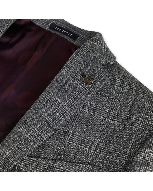 Ted Baker Gray Tuxedo Checked Suit Jacket for men