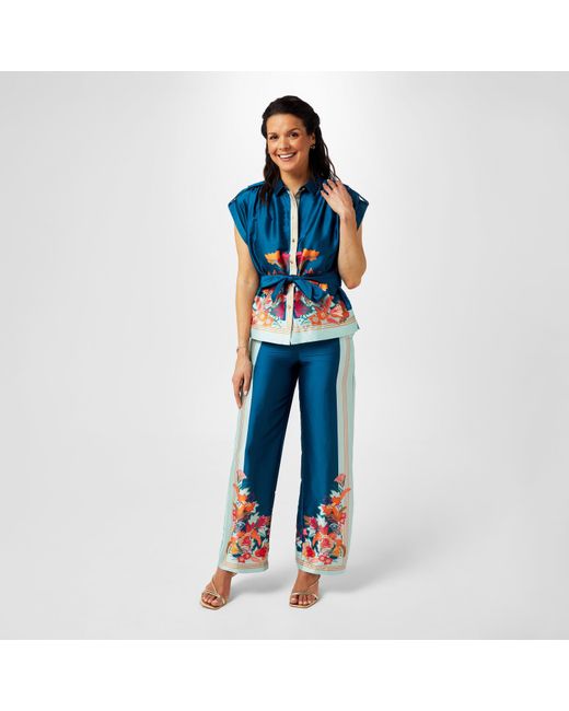 Biba Blue Border Print Top