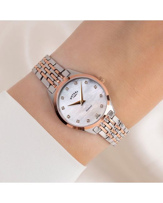Rotary Metallic Ladies Ultra Slim Mop Ss Bracelet Watch