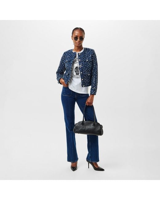 Karl Lagerfeld Blue Classic Denim Structured Fit Denim Jacket