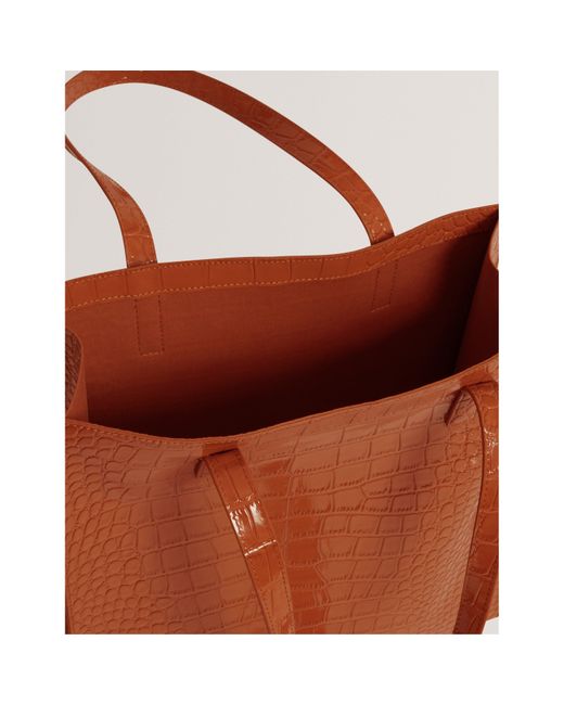Ted Baker Orange Large Croc Icon Tote Bag