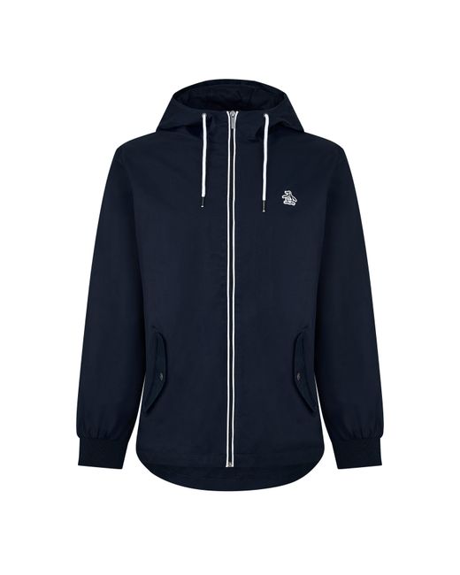 Original Penguin Blue Ratner Waterproof Wind Resistant Hooded Long Sleeve Rain Anorak for men