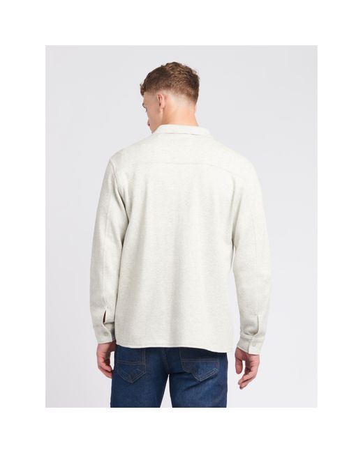 Jack Wills White Pique Long Sleeve Relaxed Fit Overshirt for men