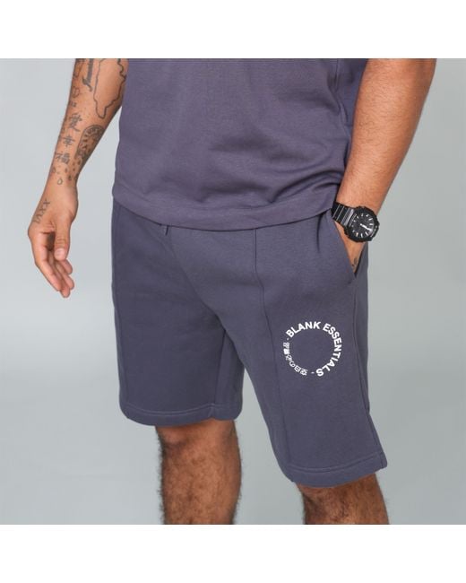 Blank Essentials Blue Circle Fleece Jogger Shorts for men