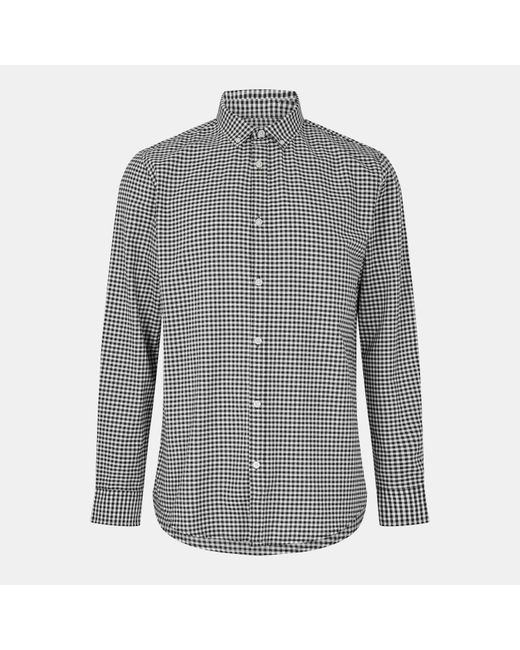 Nicce London Gray Threadbare Cheque Cotton Long-Sleeve Oxford Shirt for men