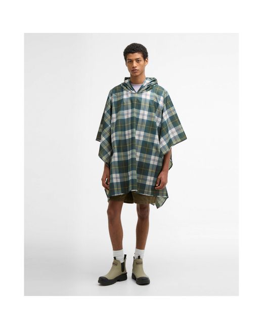 Barbour Green Tartan Water Resistant Hooded Poncho