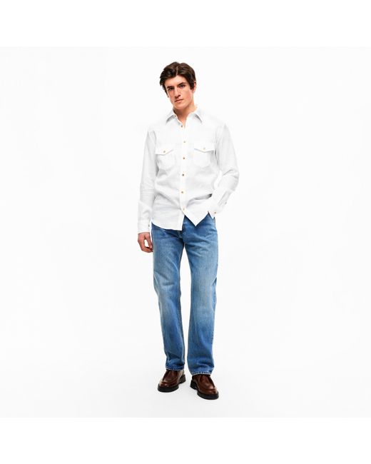 Jacob Cohen White Western Linen Long Sleeve Cowboy Shirt for men