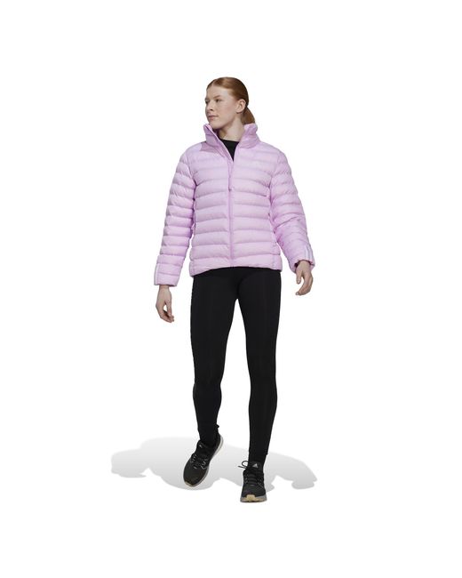 Adidas Purple Itavic Three Stripe Water-Repellent Long Sleeve Bomber Jacket
