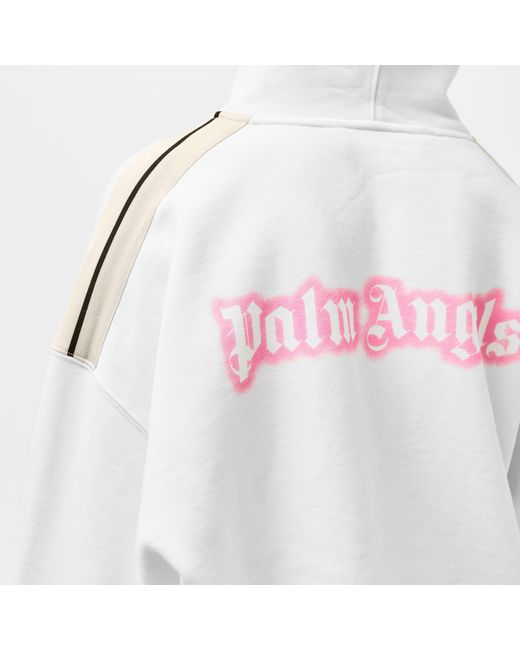 Palm Angels White Neon Cropped Pull Over Hoodie