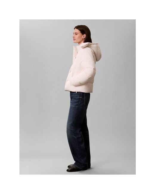 Calvin Klein White Essential Water Resistant Rds-Certified Down Short Puffer Jacket