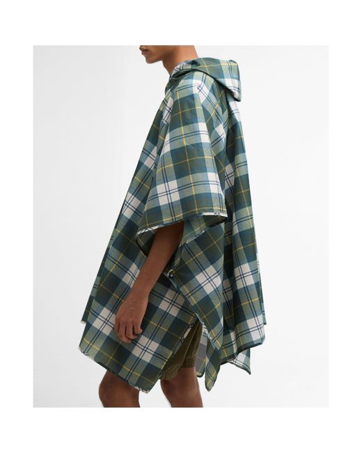Barbour Green Tartan Water Resistant Hooded Poncho