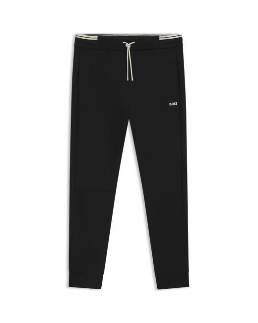Boss Black Soft Cotton-Blend Jogging Bottoms for men
