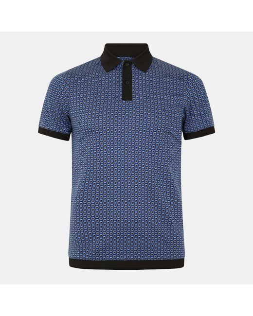 Ted Baker Blue Geo Short-Sleeve Polo Shirt for men