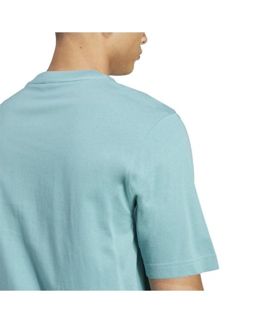 Adidas Blue Essentials Single Jersey Logo T-Shirt for men