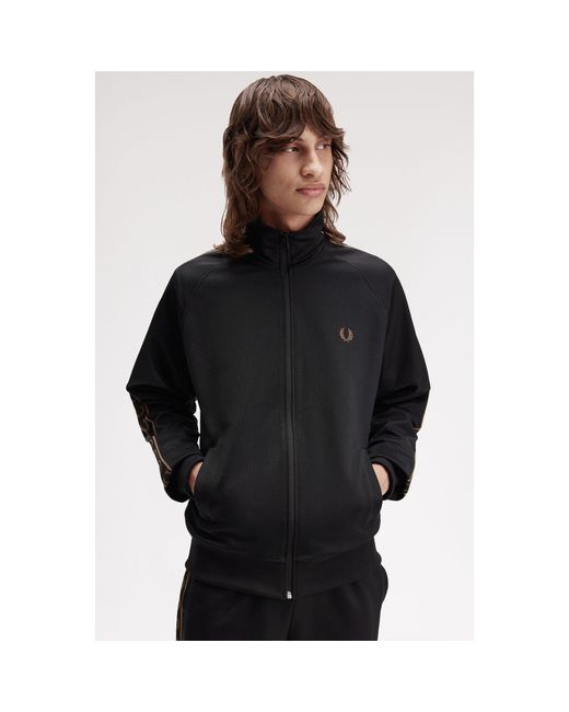 Fred Perry Black Tape Poly Tracksuit Top for men