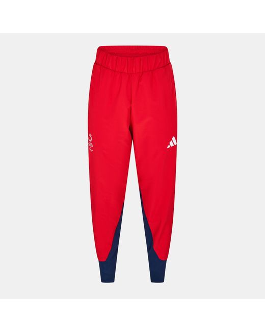 Adidas Red Closed Hem Fleece Joggers for men
