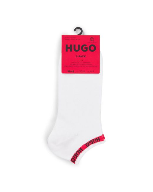 HUGO White 2 Pack Of Tape Logo Socks for men