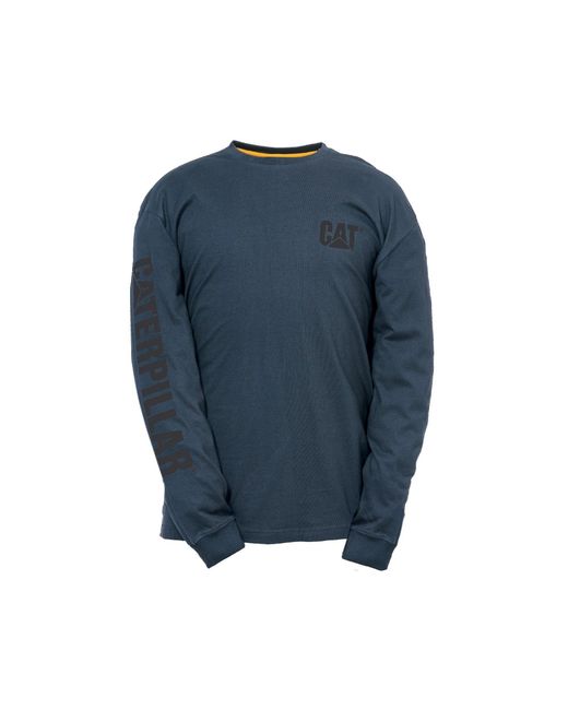 Caterpillar Blue Trademark Banner Long Sleeve T-Shirt for men