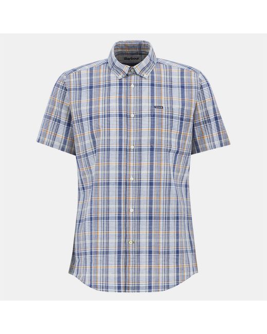 Barbour Blue Elton Short-Sleeve Patterned Shirt for men