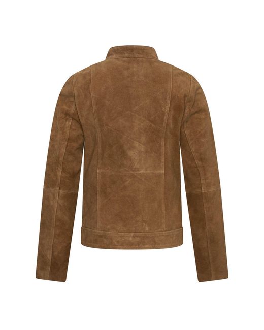 Elle Brown Lara Suede Moto Jacket