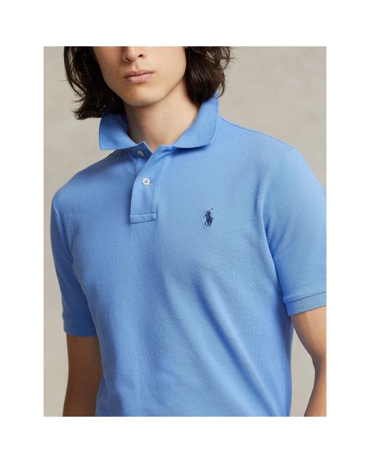 Polo Ralph Lauren Blue Custom Slim Short Sleeve Shirt for men