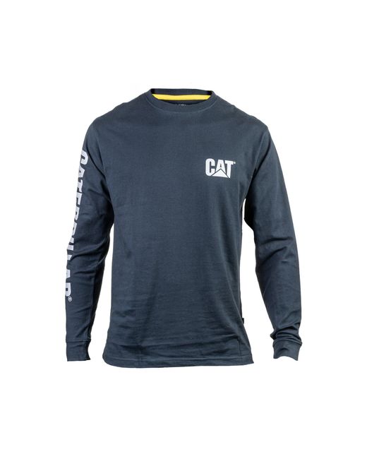 Caterpillar Blue Trademark Banner Long Sleeve T-Shirt for men