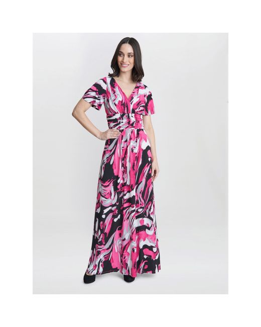 Gina Bacconi Red Fifi Jersey Maxi Dress