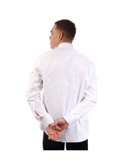 Boss White Joe Spread Long Sleeve Oxford Shirt for men