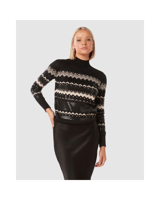 Forever New Black Steph Embellished Fair Isle Jumper