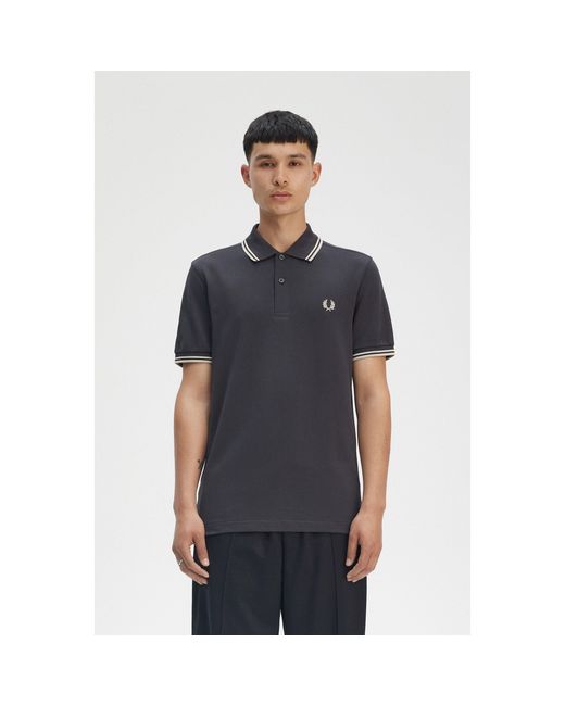 Fred Perry Black Short Sleeve Twin Tipped Polo Shirt for men