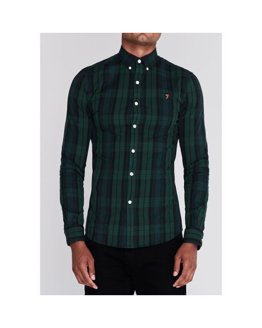 Farah Green Brewer Checked Shirt for men