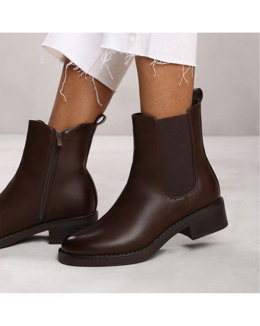 Where's That From Brown Olivia Wide Fit Ankle Boot With Elastic Panel And