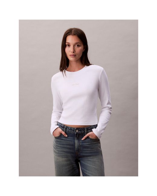 Calvin Klein Purple Long-Sleeve Crop Top