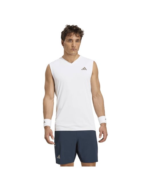 Adidas White Wim Sleeveless Polo Shirt for men