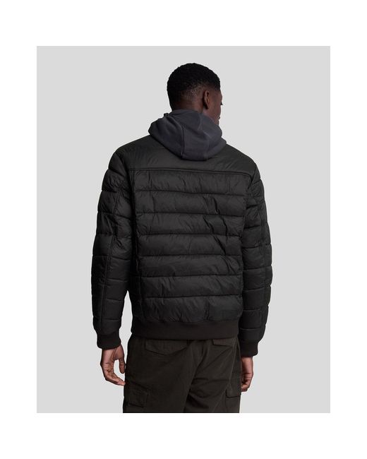 Lyle & Scott Black Funnel Wadded Medium Puffer Jacket for men
