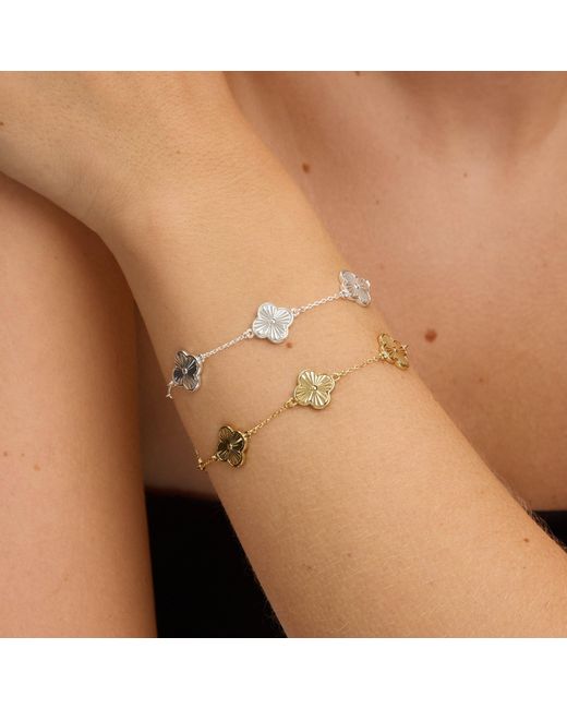 Jon Richard Metallic 14K Plated Diamond Cut Clover Bracelet