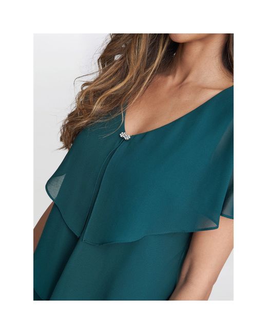 Gina Bacconi Blue Bella Georgette Tiered Dress