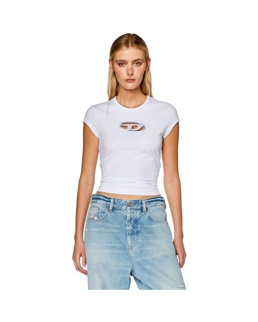 DIESEL White T-angie Oval D T-shirt