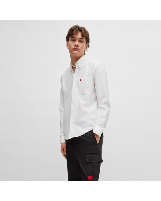 HUGO White Evito Long Sleeve Shirt for men