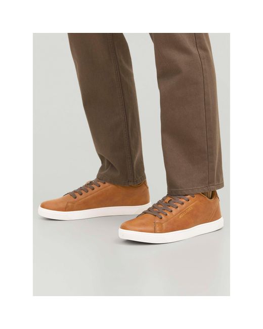 Jack & Jones Brown Bosley Pu Casual Low-Top Trainers for men
