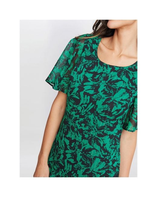 Gina Bacconi Green Annette Chiffon Jersey Dress