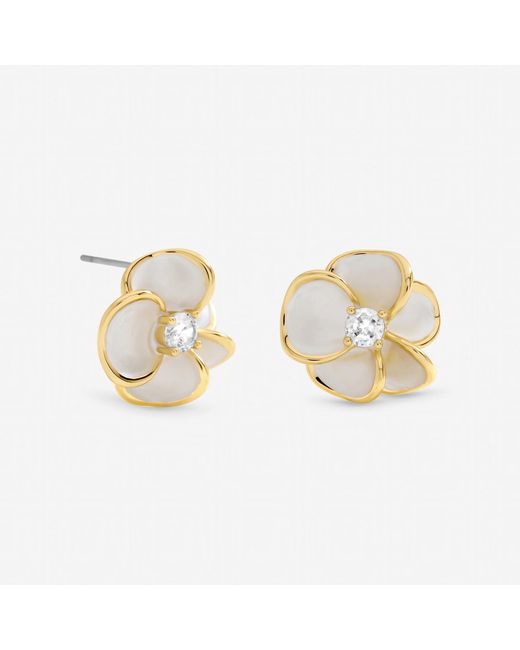 Jon Richard Metallic Plated And Enamel Floral Stud Earrings